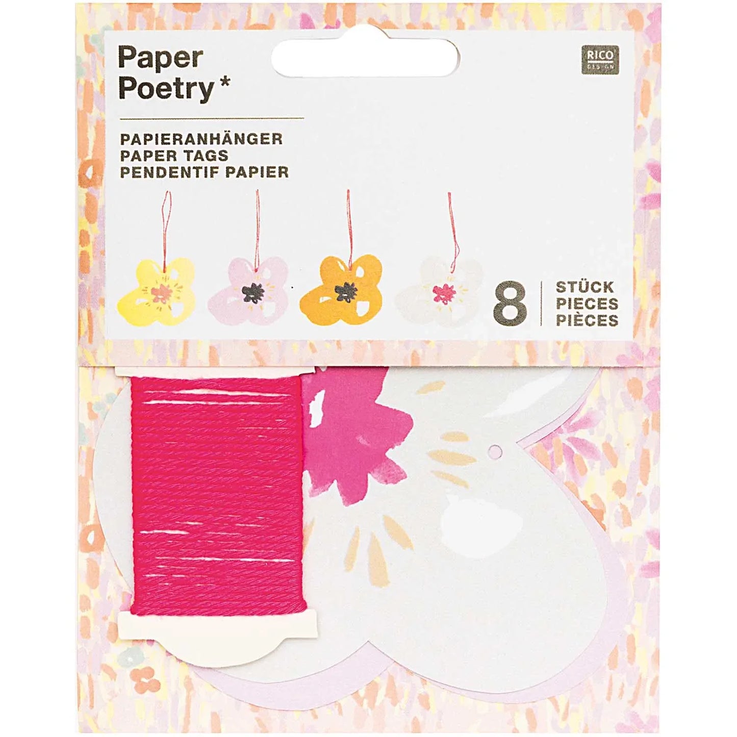 Étiquette en papier à fleurs