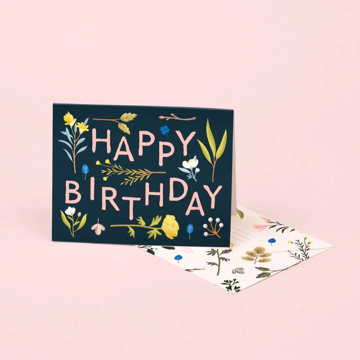 Carte d'anniversaire sur le thème des plantes - Bleu marine