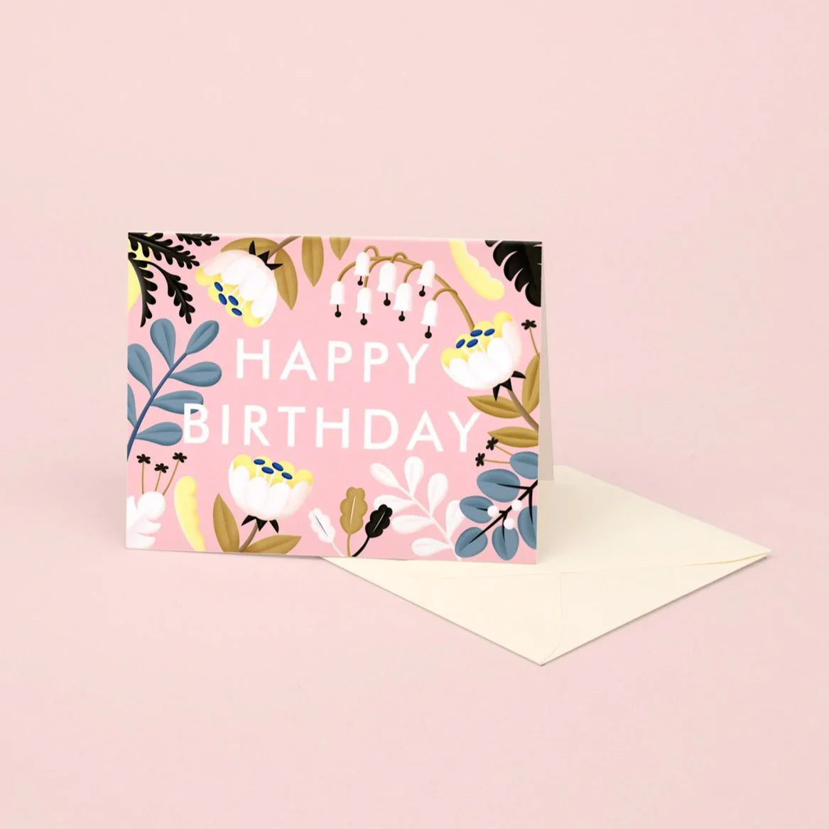 Carte d'anniversaire Fleurs sauvages de la forêt - Rose poudré