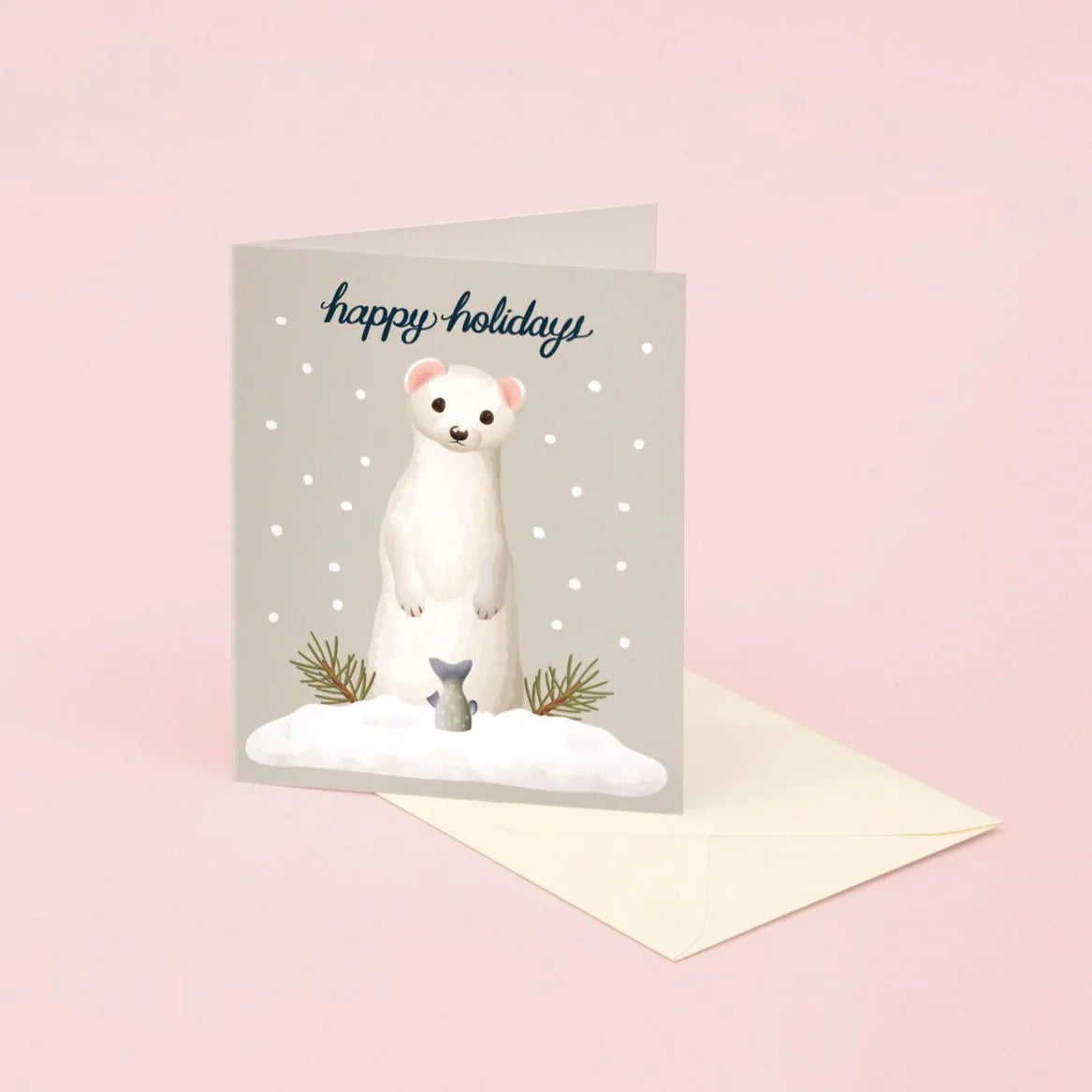 Carte de Noël Belette « Joyeuses Fêtes »