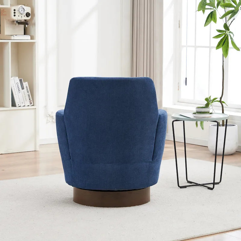 Blue Upholstered Swivel Barrel Chair - 300lb Capacity