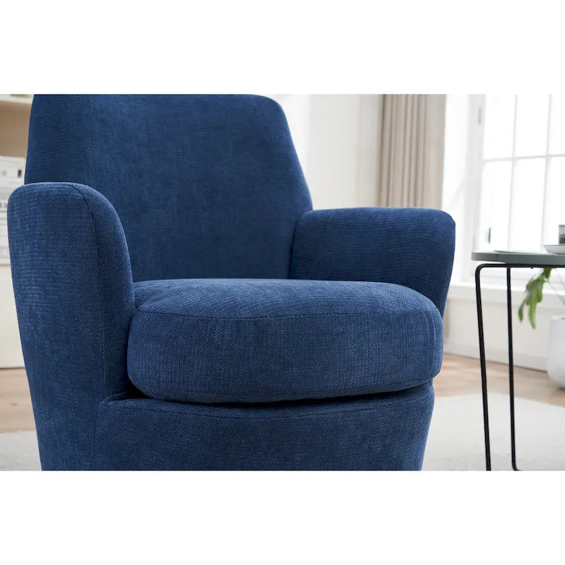 Blue Upholstered Swivel Barrel Chair - 300lb Capacity