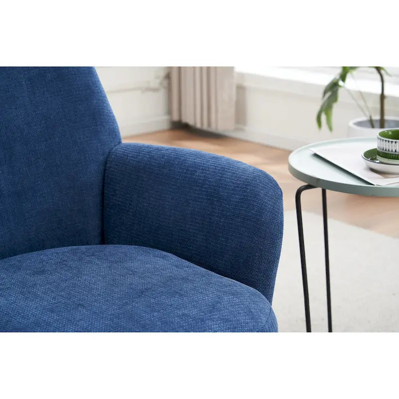 Blue Upholstered Swivel Barrel Chair - 300lb Capacity