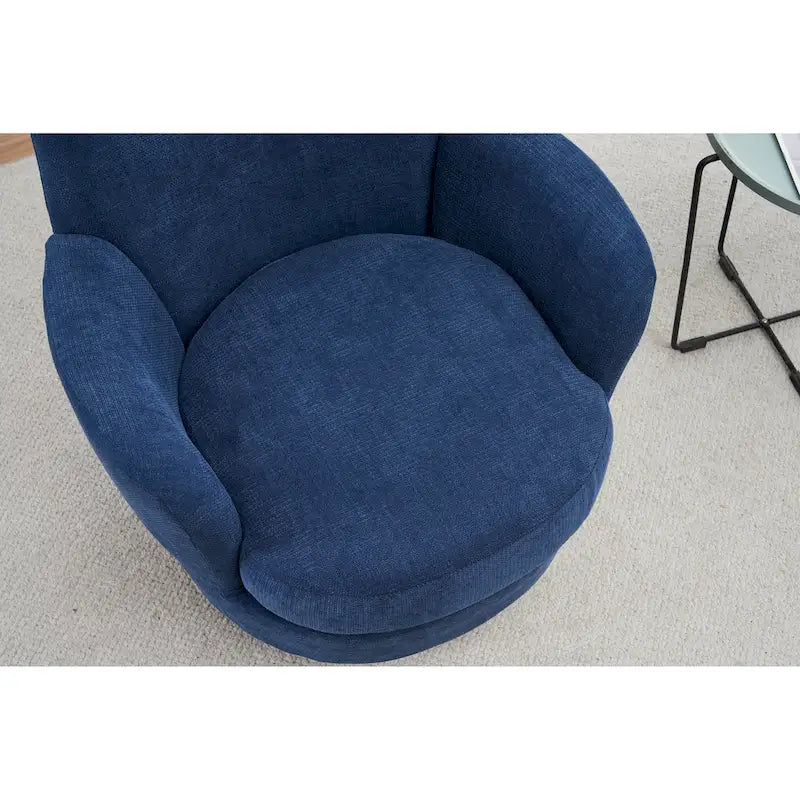 Blue Upholstered Swivel Barrel Chair - 300lb Capacity