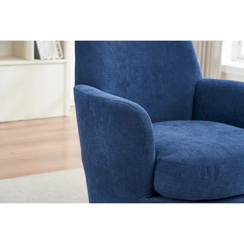 Blue Upholstered Swivel Barrel Chair - 300lb Capacity
