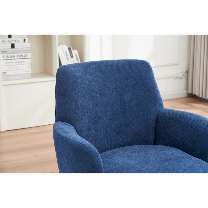 Blue Upholstered Swivel Barrel Chair - 300lb Capacity