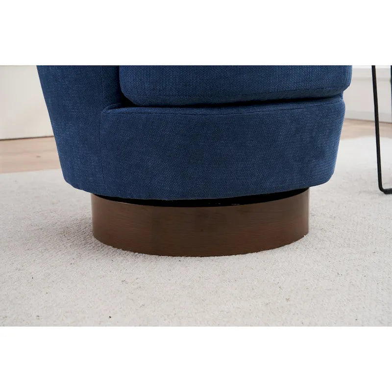 Blue Upholstered Swivel Barrel Chair - 300lb Capacity