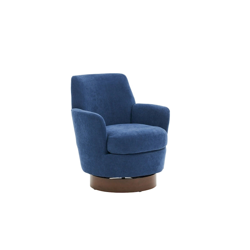 Blue Upholstered Swivel Barrel Chair - 300lb Capacity