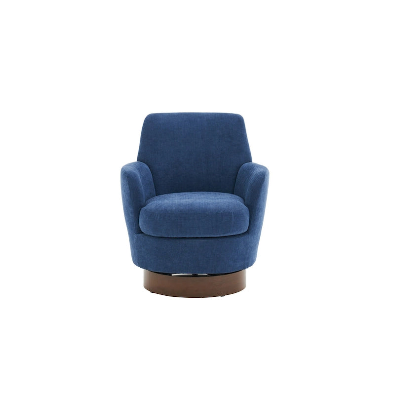 Blue Upholstered Swivel Barrel Chair - 300lb Capacity