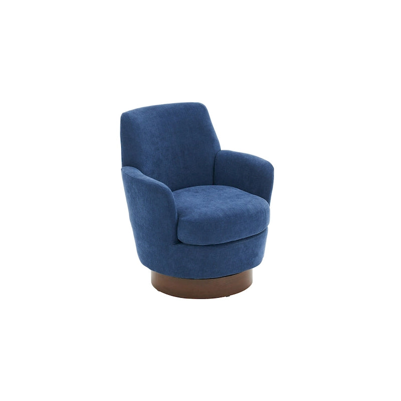 Blue Upholstered Swivel Barrel Chair - 300lb Capacity