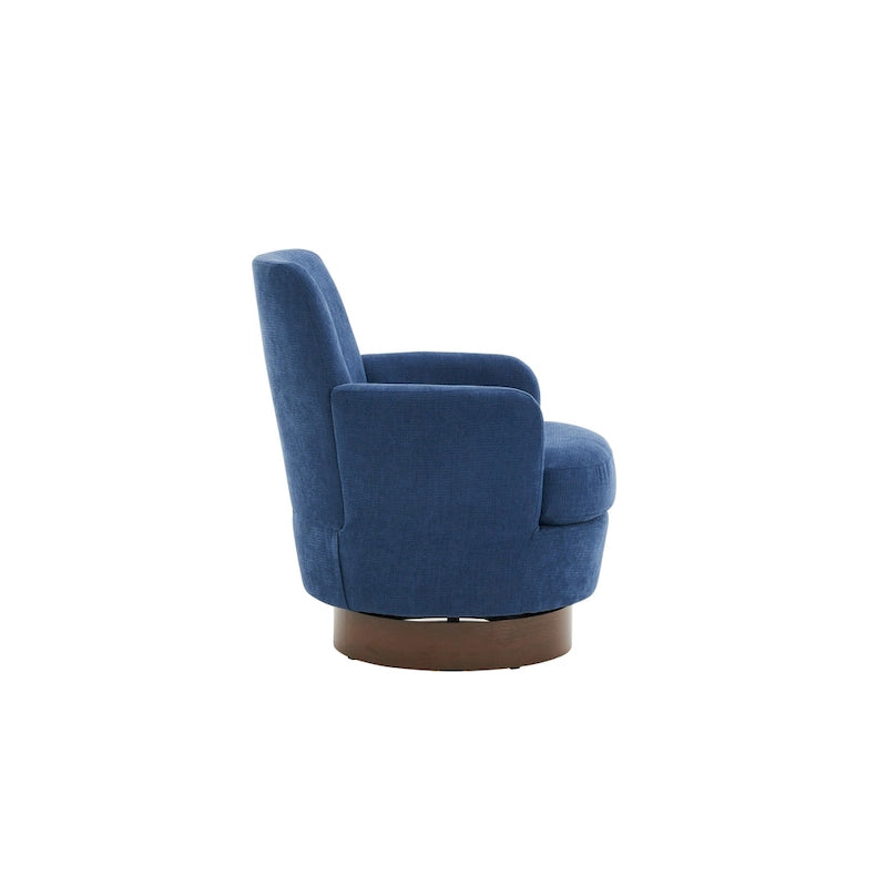Blue Upholstered Swivel Barrel Chair - 300lb Capacity