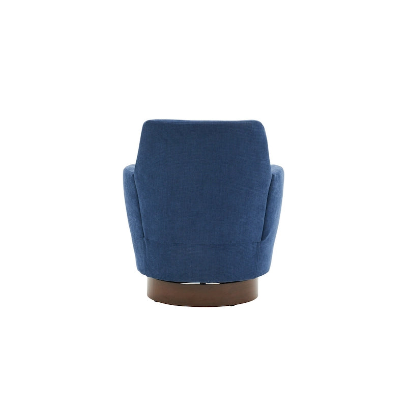 Blue Upholstered Swivel Barrel Chair - 300lb Capacity