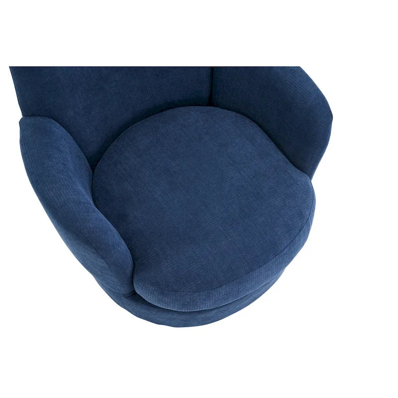 Blue Upholstered Swivel Barrel Chair - 300lb Capacity