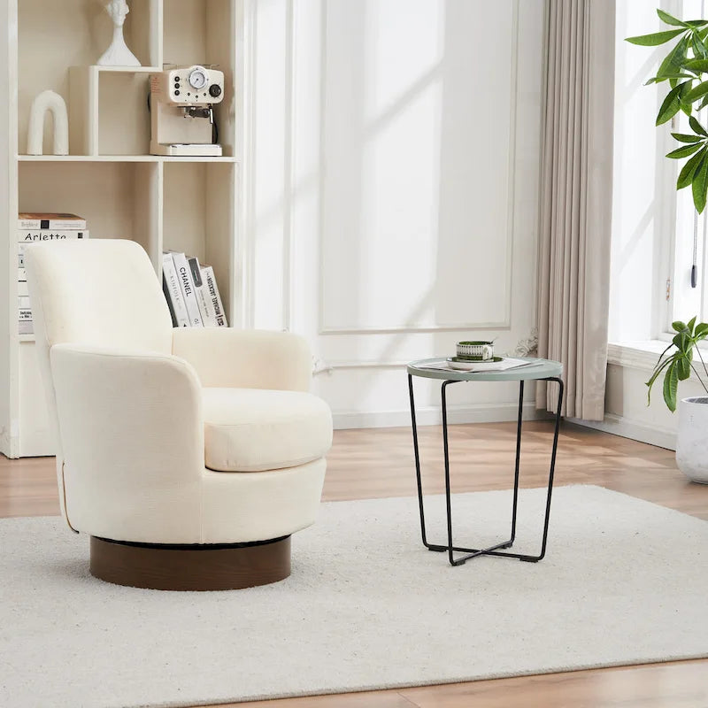 Blue Upholstered Swivel Barrel Chair - 300lb Capacity