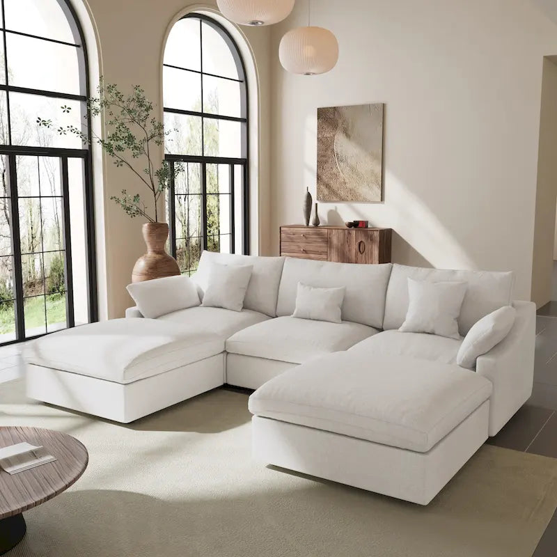 Modular Sectional Sofa Cloud Couch, 119.29  Oversized U Shaped Couch with Chaise Ottomans for Living Room