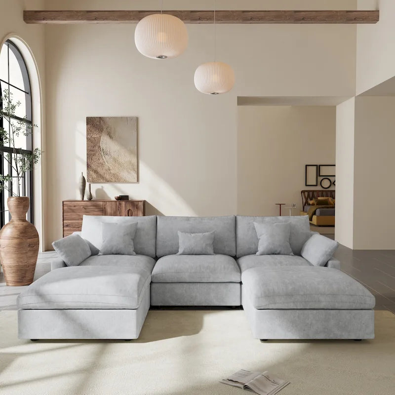 Modular Sectional Sofa Cloud Couch, 119.29  Oversized U Shaped Couch with Chaise Ottomans for Living Room