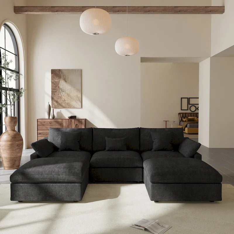 Modular Sectional Sofa Cloud Couch, 119.29  Oversized U Shaped Couch with Chaise Ottomans for Living Room