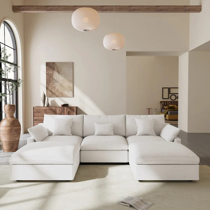 Modular Sectional Sofa Cloud Couch, 119.29  Oversized U Shaped Couch with Chaise Ottomans for Living Room