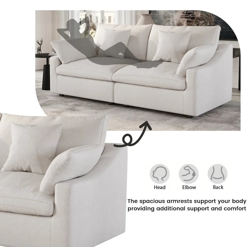 Modular Sectional Sofa Cloud Couch, 119.29  Oversized U Shaped Couch with Chaise Ottomans for Living Room