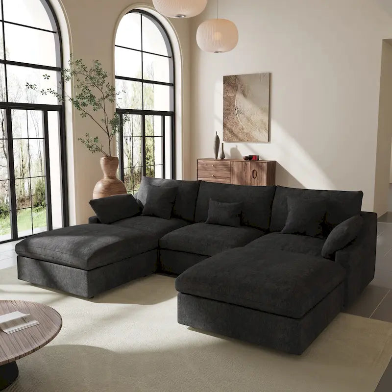 Modular Sectional Sofa Cloud Couch, 119.29  Oversized U Shaped Couch with Chaise Ottomans for Living Room