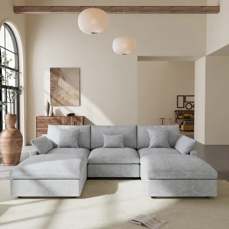Modular Sectional Sofa Cloud Couch, 119.29  Oversized U Shaped Couch with Chaise Ottomans for Living Room