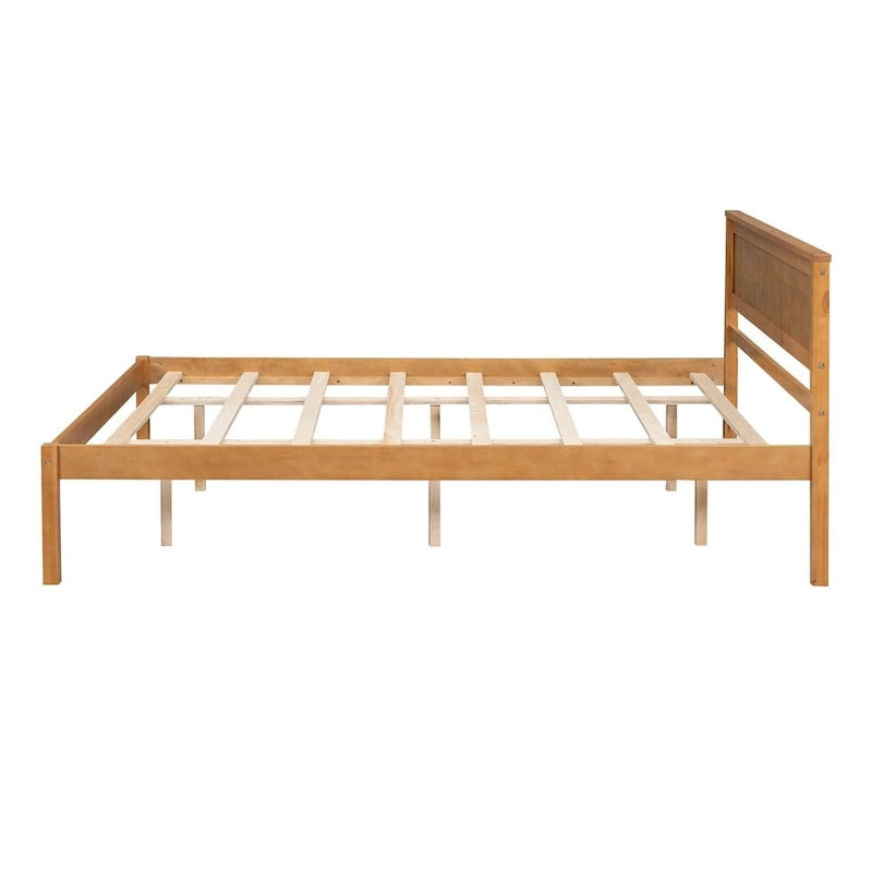 Espresso Queen Pine Platform Bed with Headboard