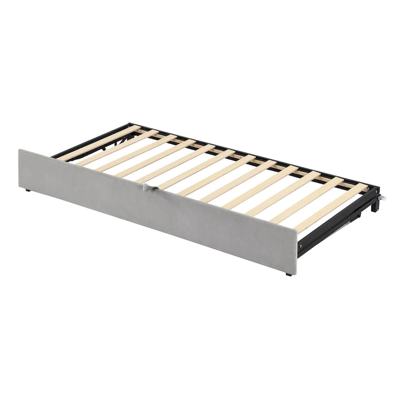 Beige Upholstered Twin Daybed with Trundle