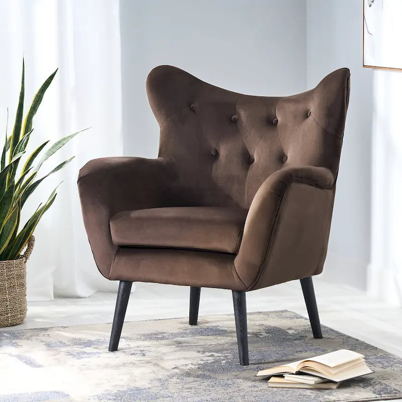 Velvet Wingback Accent Chair - Single Seat