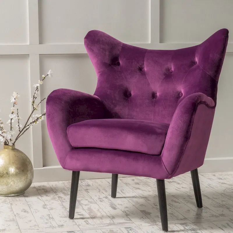 Velvet Wingback Accent Chair - Single Seat
