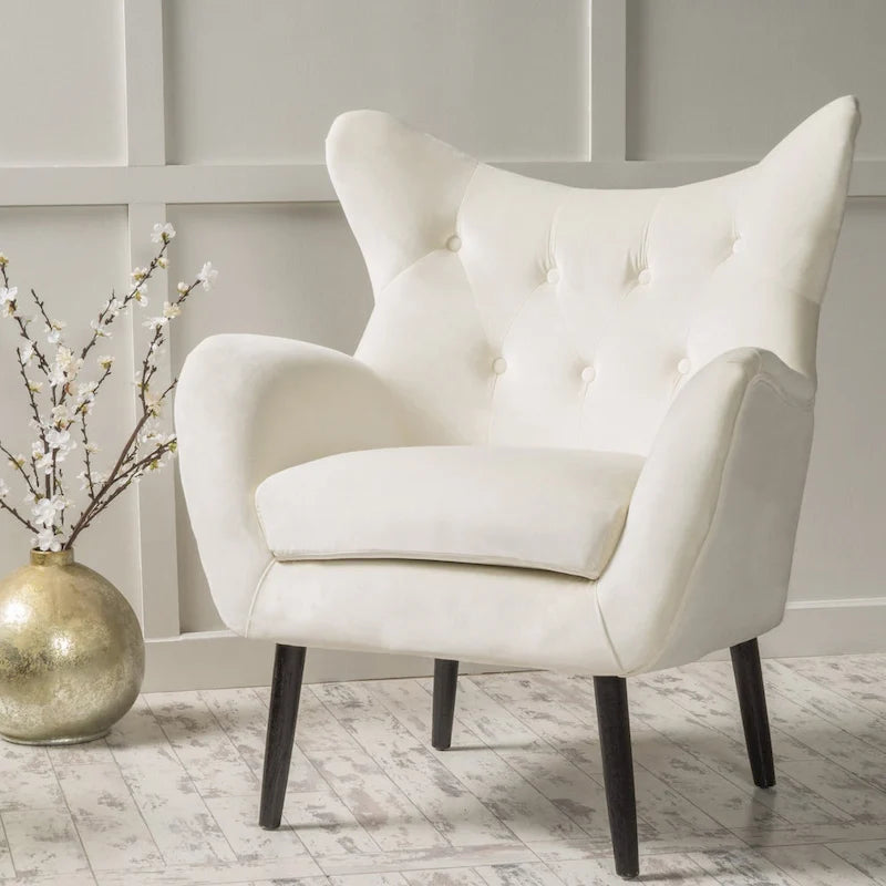 Velvet Wingback Accent Chair - Single Seat
