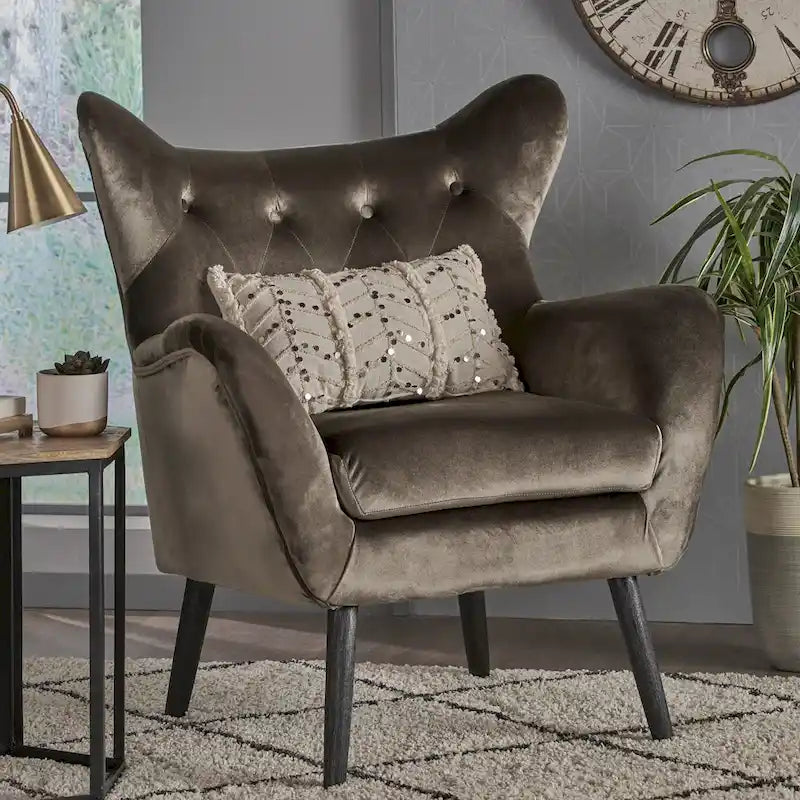 Velvet Wingback Accent Chair - Single Seat