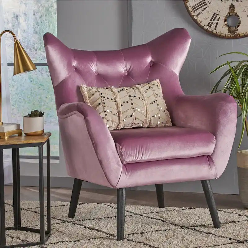 Velvet Wingback Accent Chair - Single Seat