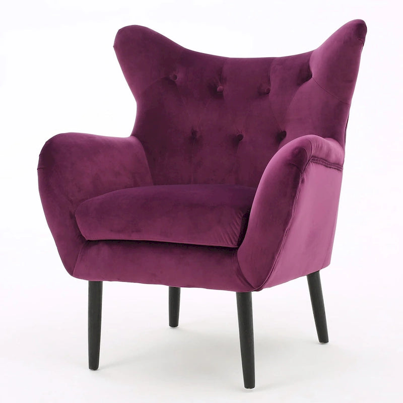 Velvet Wingback Accent Chair - Single Seat