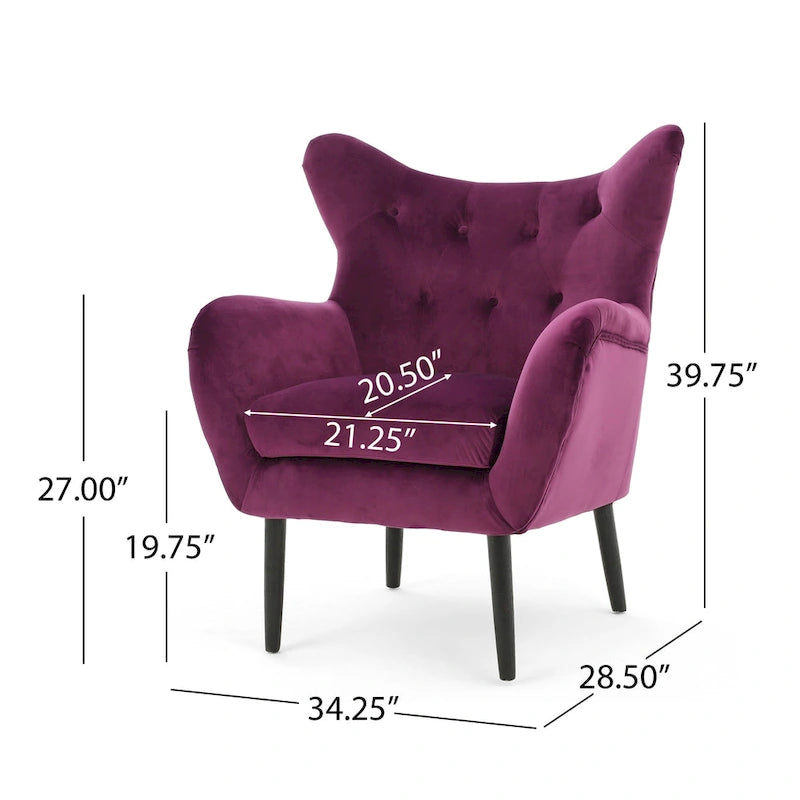 Velvet Wingback Accent Chair - Single Seat