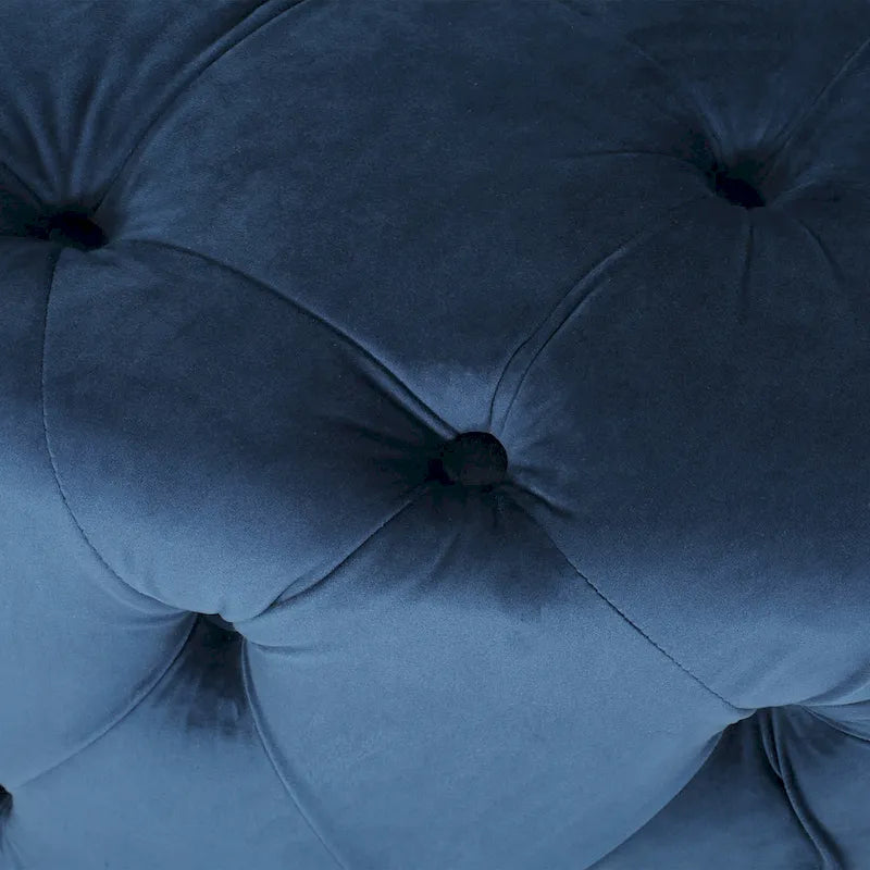 Modern Glam Round Tufted Velvet Ottoman