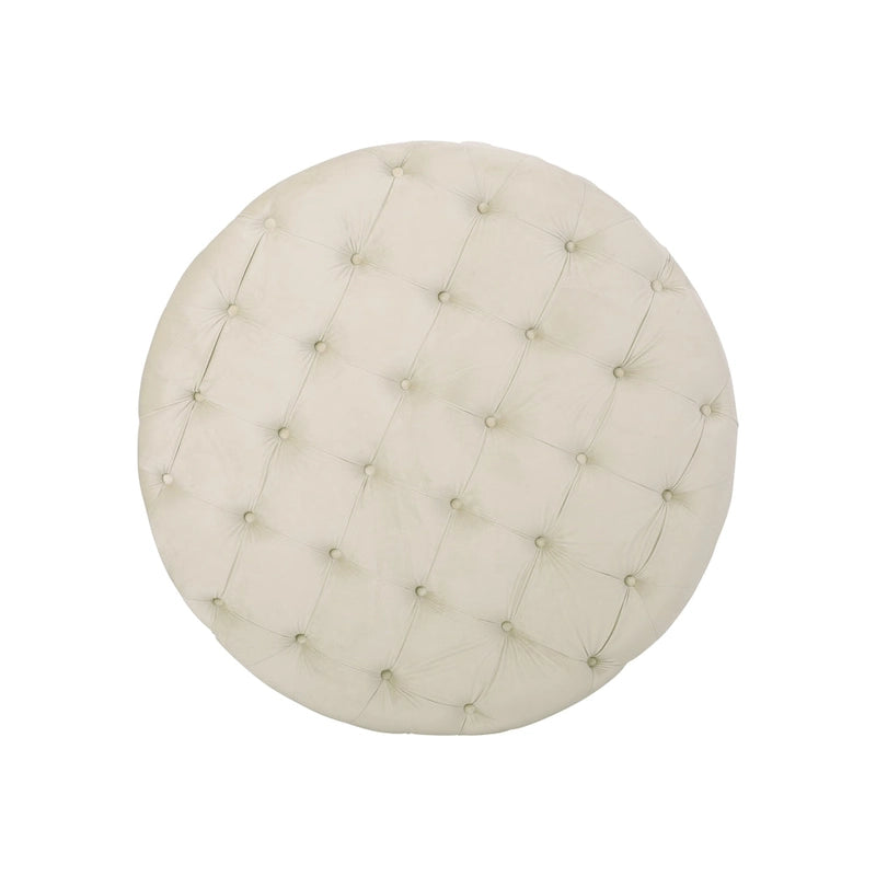 Modern Glam Round Tufted Velvet Ottoman