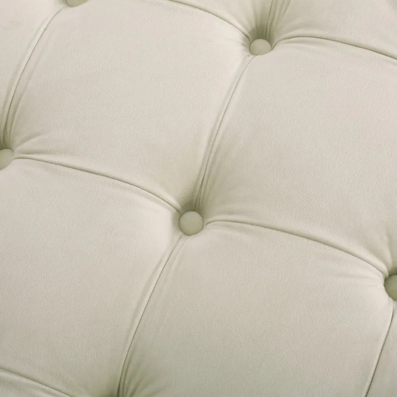 Modern Glam Round Tufted Velvet Ottoman