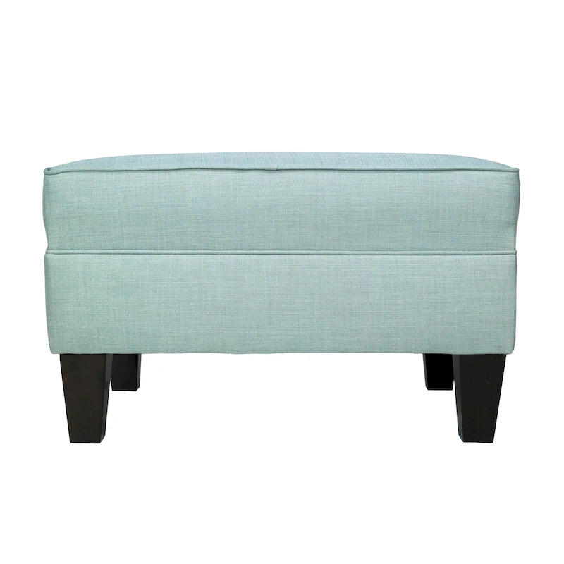 Blue Grey Beige Rectangle Ottoman - Contemporary Fabric Footrest