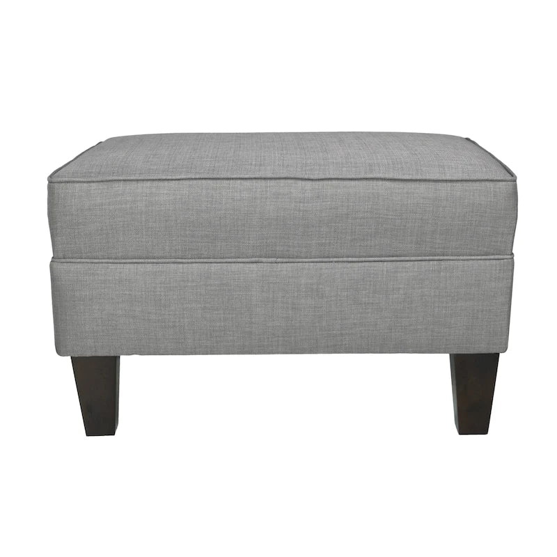 Blue Grey Beige Rectangle Ottoman - Contemporary Fabric Footrest