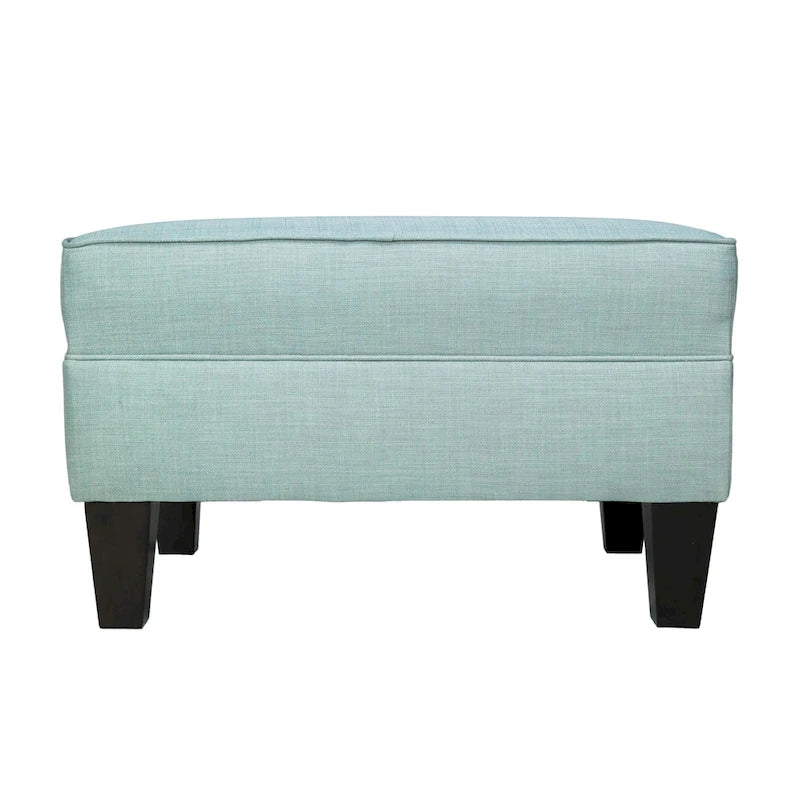 Blue Grey Beige Rectangle Ottoman - Contemporary Fabric Footrest
