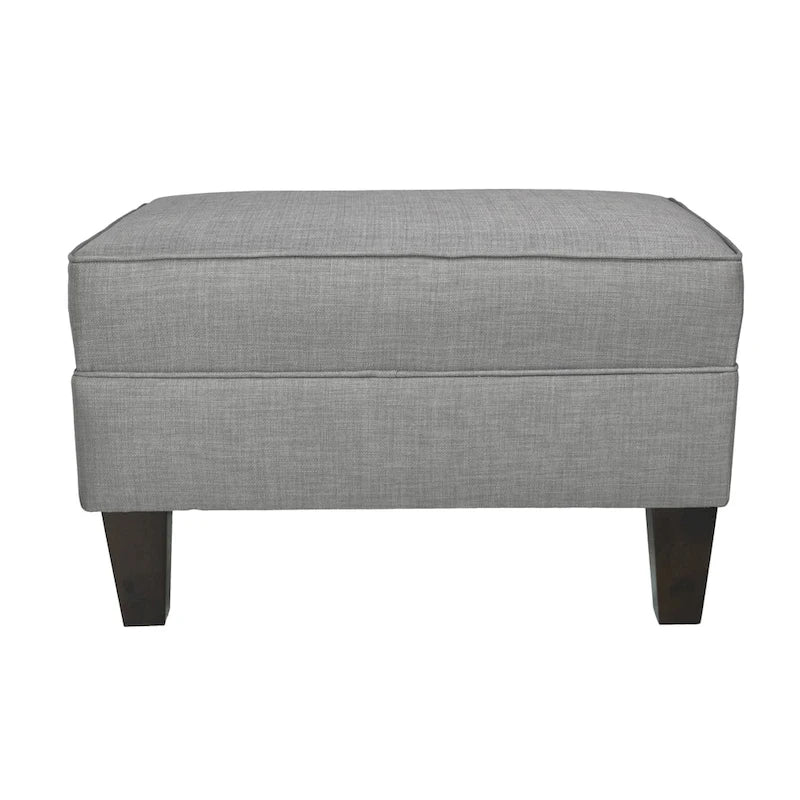 Blue Grey Beige Rectangle Ottoman - Contemporary Fabric Footrest