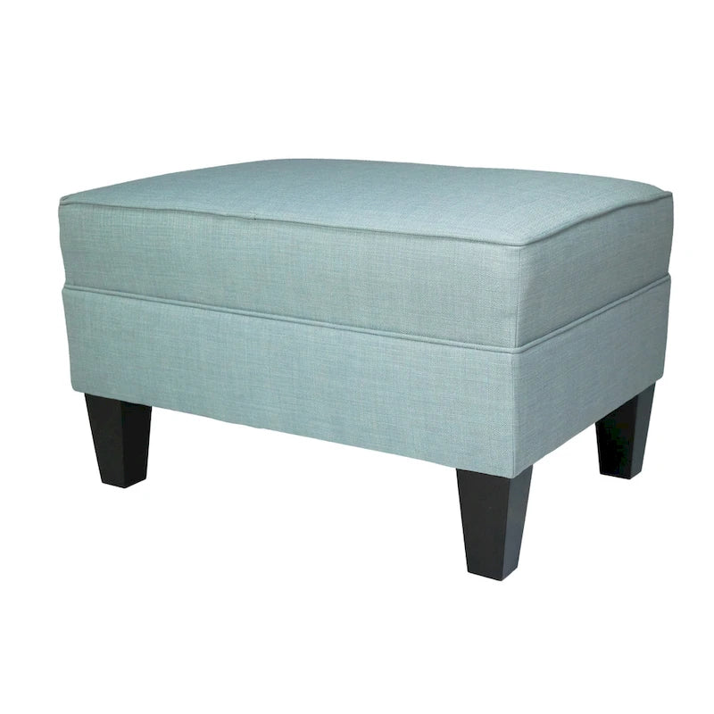 Blue Grey Beige Rectangle Ottoman - Contemporary Fabric Footrest