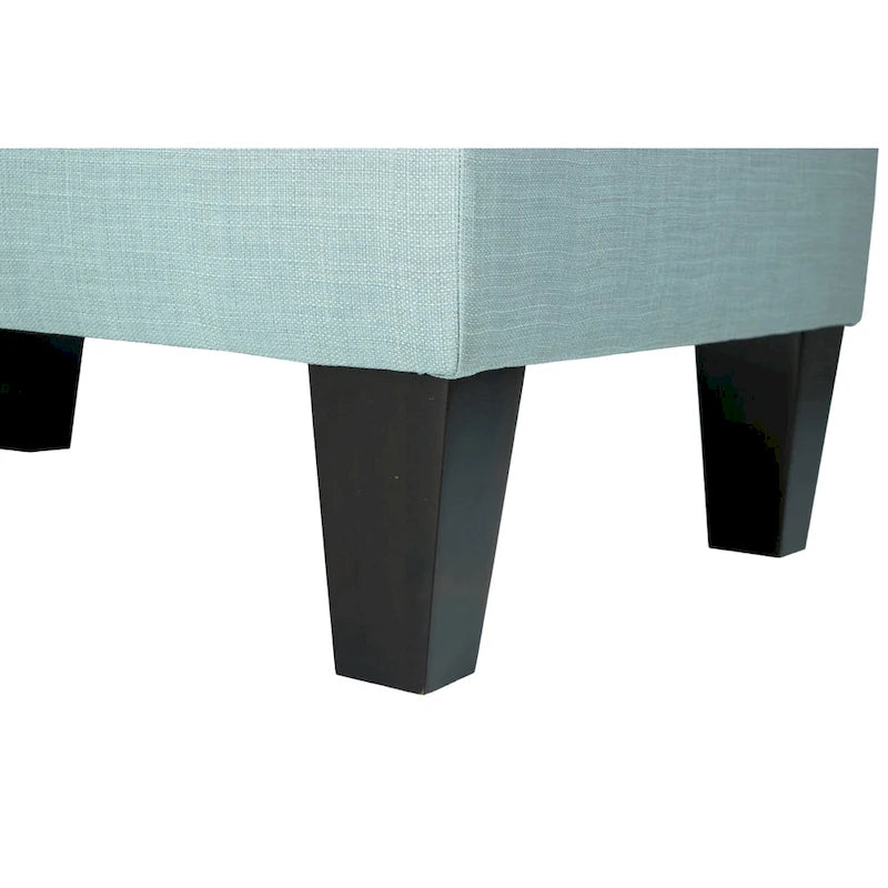Blue Grey Beige Rectangle Ottoman - Contemporary Fabric Footrest