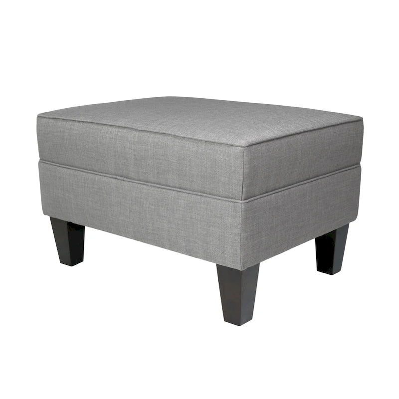Blue Grey Beige Rectangle Ottoman - Contemporary Fabric Footrest