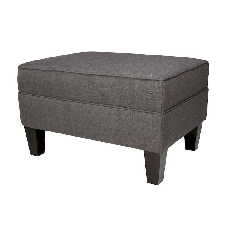 Blue Grey Beige Rectangle Ottoman - Contemporary Fabric Footrest