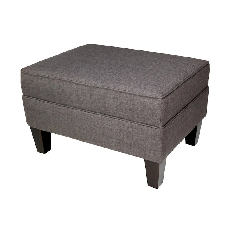 Blue Grey Beige Rectangle Ottoman - Contemporary Fabric Footrest