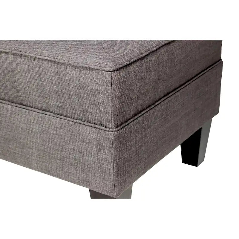 Blue Grey Beige Rectangle Ottoman - Contemporary Fabric Footrest