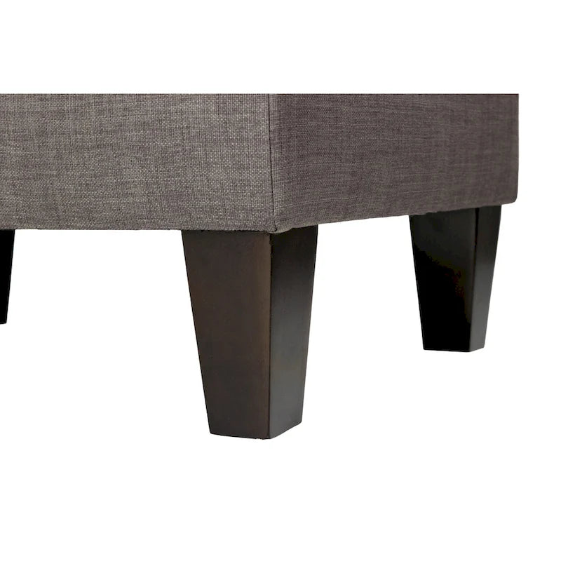 Blue Grey Beige Rectangle Ottoman - Contemporary Fabric Footrest