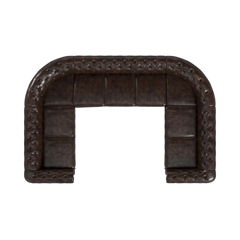 Gray Velvet U-Shaped Tufted Sectional Sofa - Seats 9