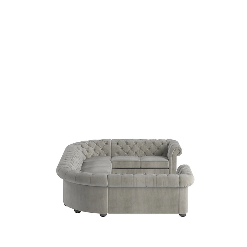 Gray Velvet U-Shaped Tufted Sectional Sofa - Seats 9